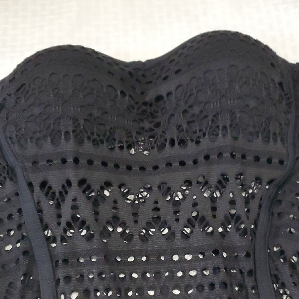 Beam Nwot Black Textured Crochet One Piece Bodysuit/swim Sz M - Picture 8 of 13